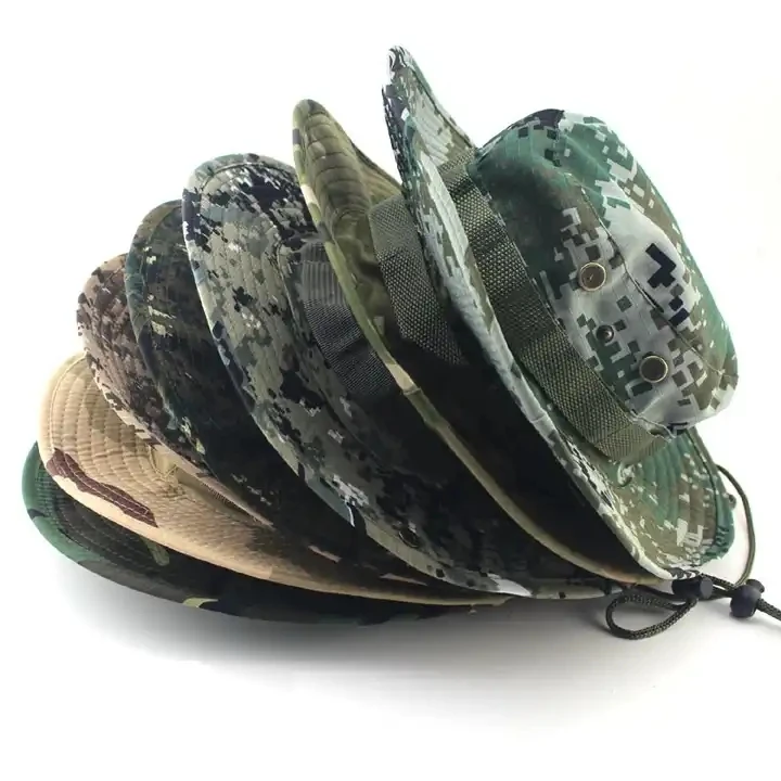 WoZhen Fishing Net Camouflage Boonie Hat Bucket Cap With Mesh Safari Hats