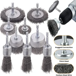 Wire Brush Wheel Cup Brush Set 10 Pack,Wire Brush for Drill 1/4 Inch Hex Shank 1/4 Inch Coarse Carbon Steel Crimped Wire Wheel