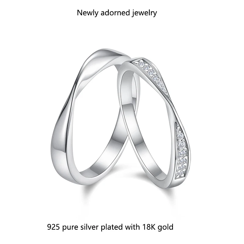 

Möbius 925 sterling silver Korean-style fashion moissanite ring wholesale Valentine's Day gift couple fashion matching rings