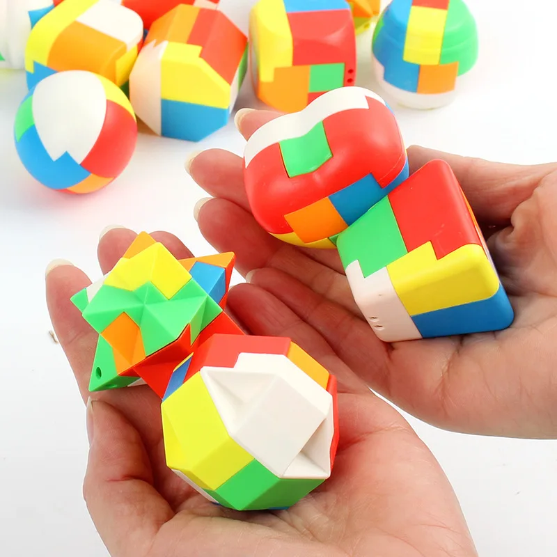 12Pcs 3D Puzzle Luban Lock Keychain Mini Assembling Ball Anti Stress Educational Toys for Kids Birthday Party Favors Gifts