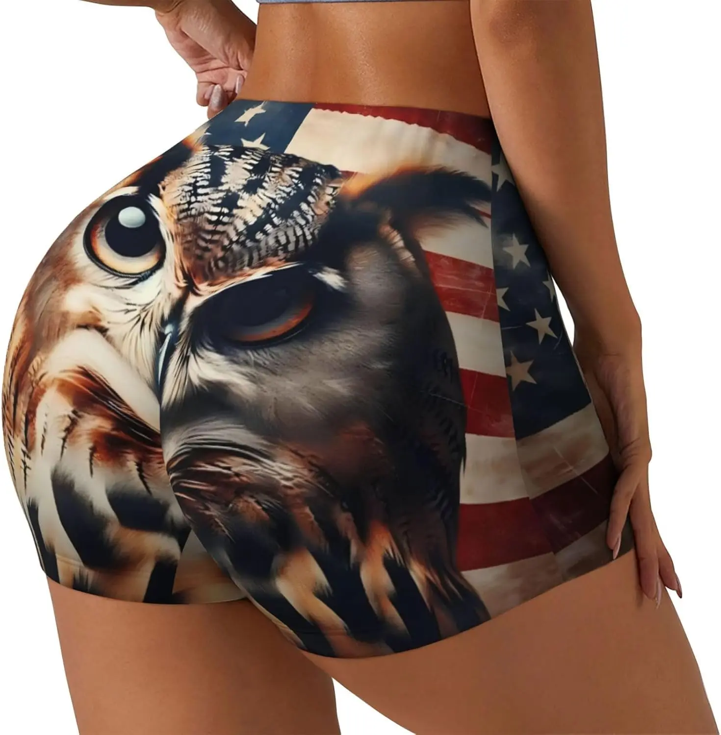 Reindeer Tree Snowflake Christmas Women's High Waist Print Workout Shorts Stretch Yoga Shorts for Athletic Running