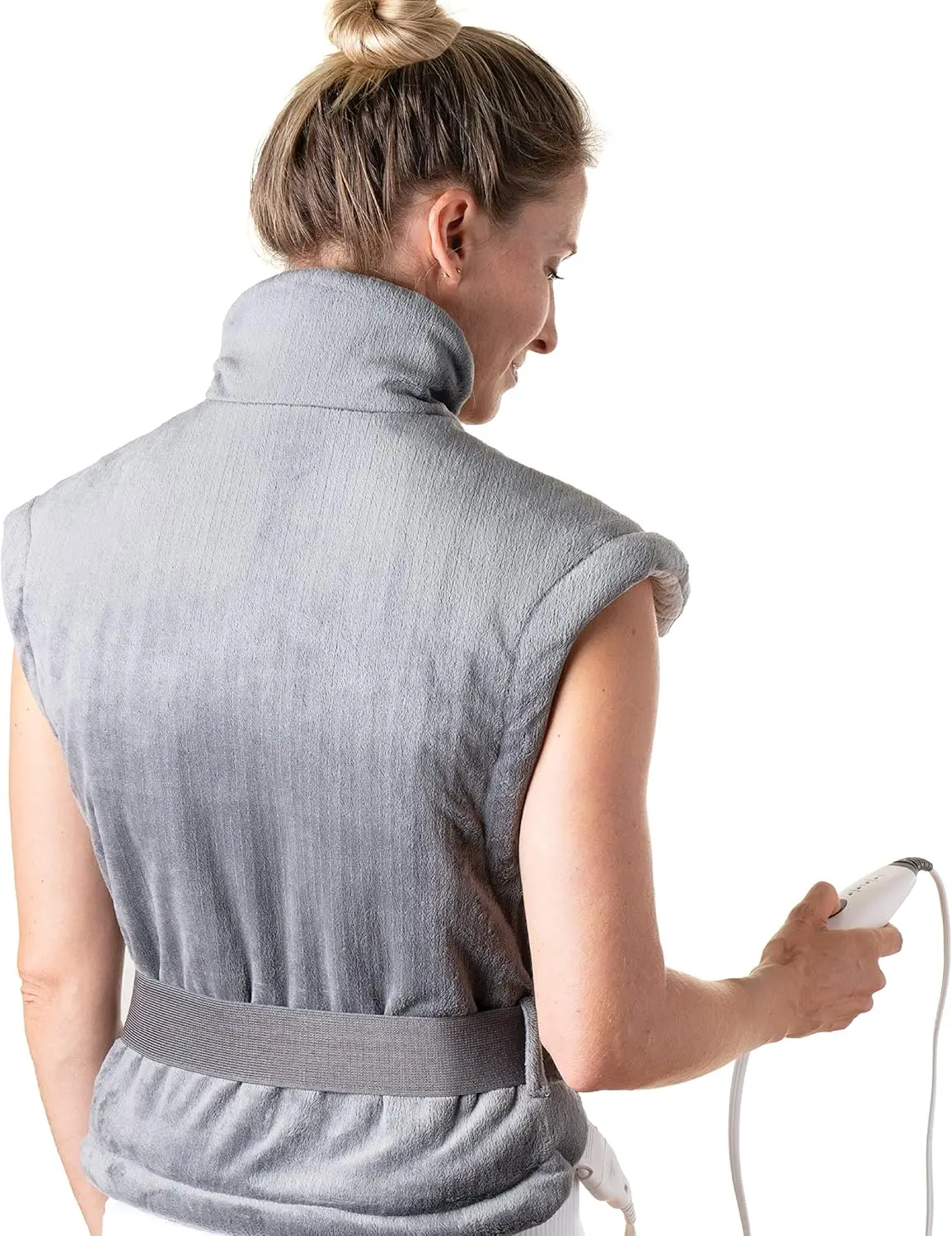 

Extra-Long Heating Pad for Back & Neck Pain Relief, 4 Heat Settings with Auto Shut-Off, Soft Gray Fabric