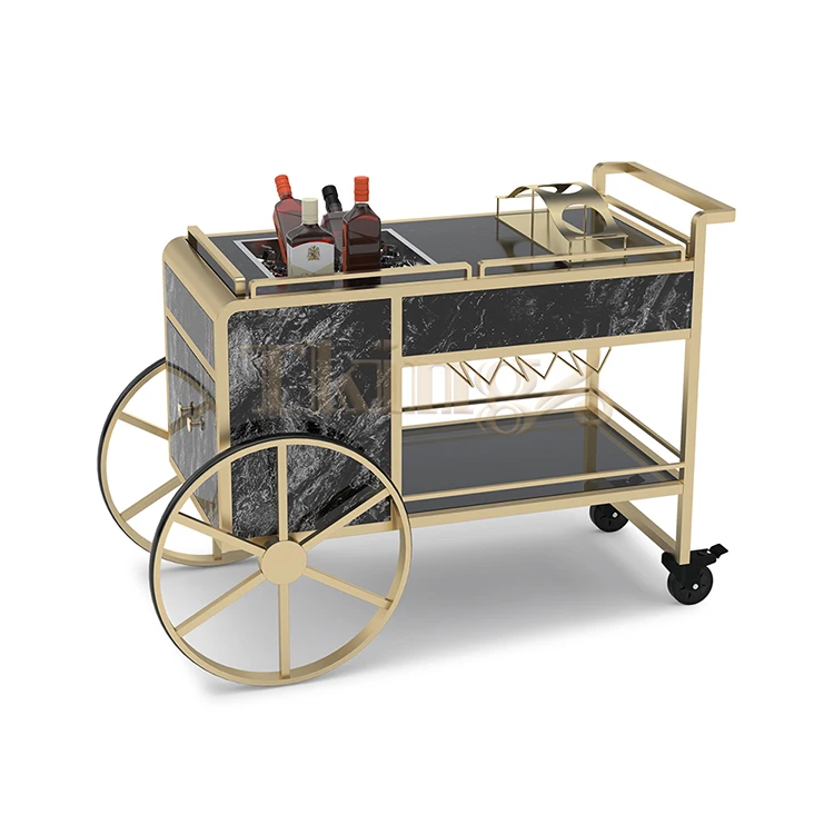 

Tking Hot Sale High Quality European Style Hotel Wine Serving Cart Beverage Liquor Trolley