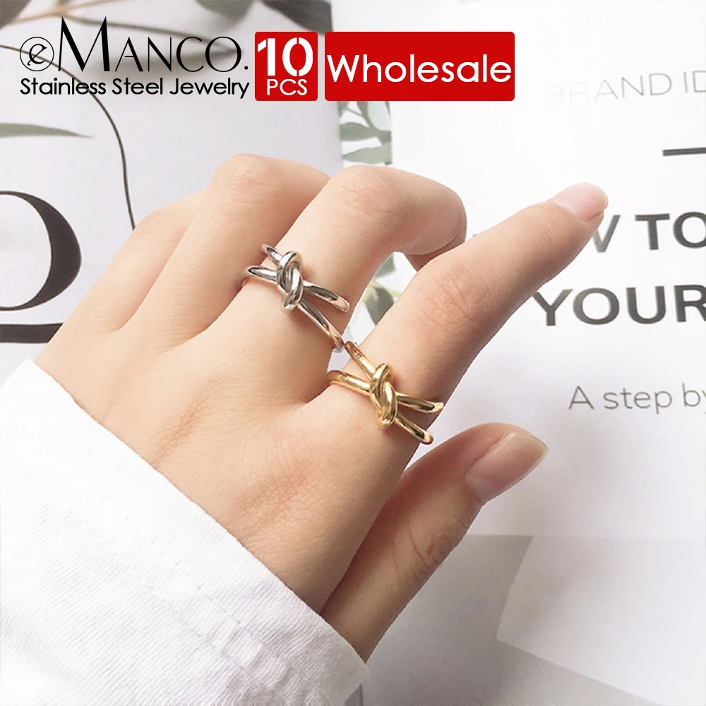 eManco 10PCS  Stainless Steel Twist Ring Personalized Jewelry Braided Open End  Ladies Birthday Gift  Wholesale Direct sale