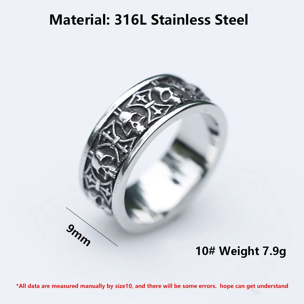 2022 NEW Men\'s 316L stainless steel rings Unique Gods of War Ares Skull ring Vintage Aegishjalmur Jewelry Gifts free shipping