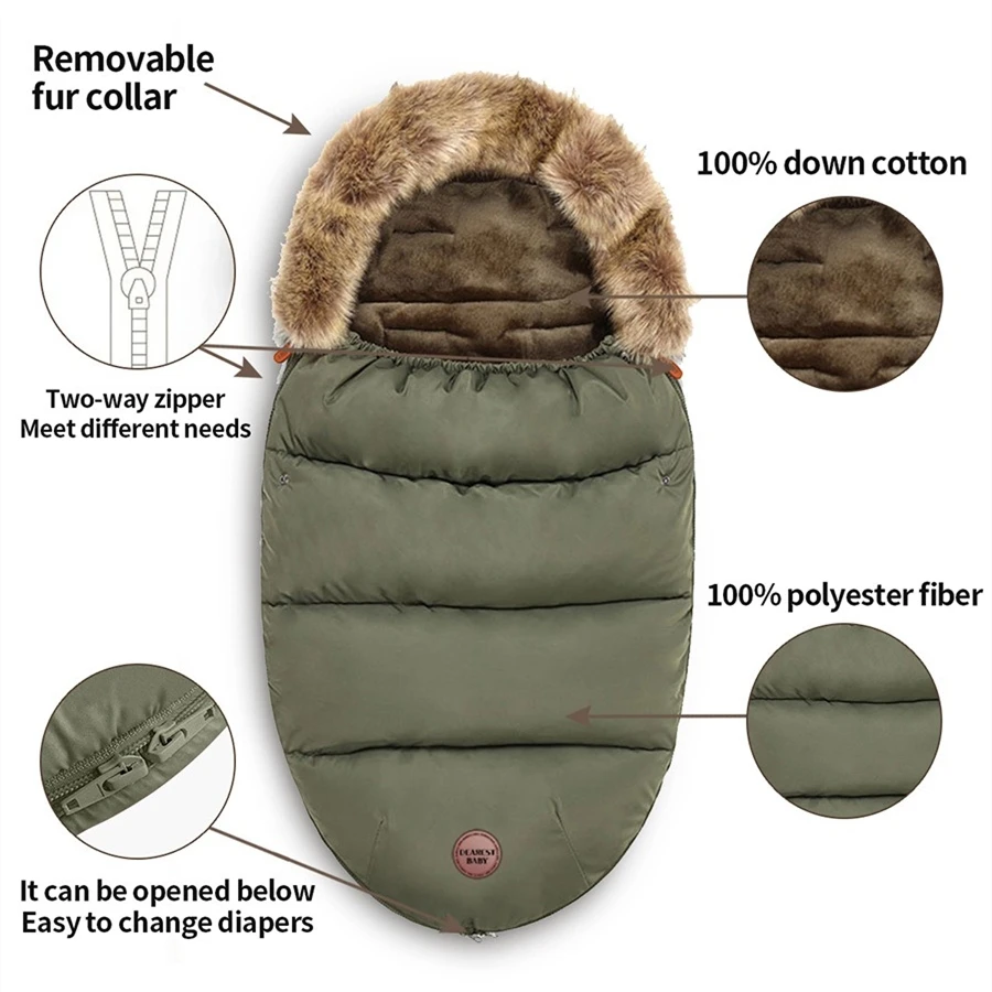 Universal Cozy Fleece Stroller Footmuff Winter Outdoor Tour Waterproof Anti-Slip Adaptable for Almost Stroller