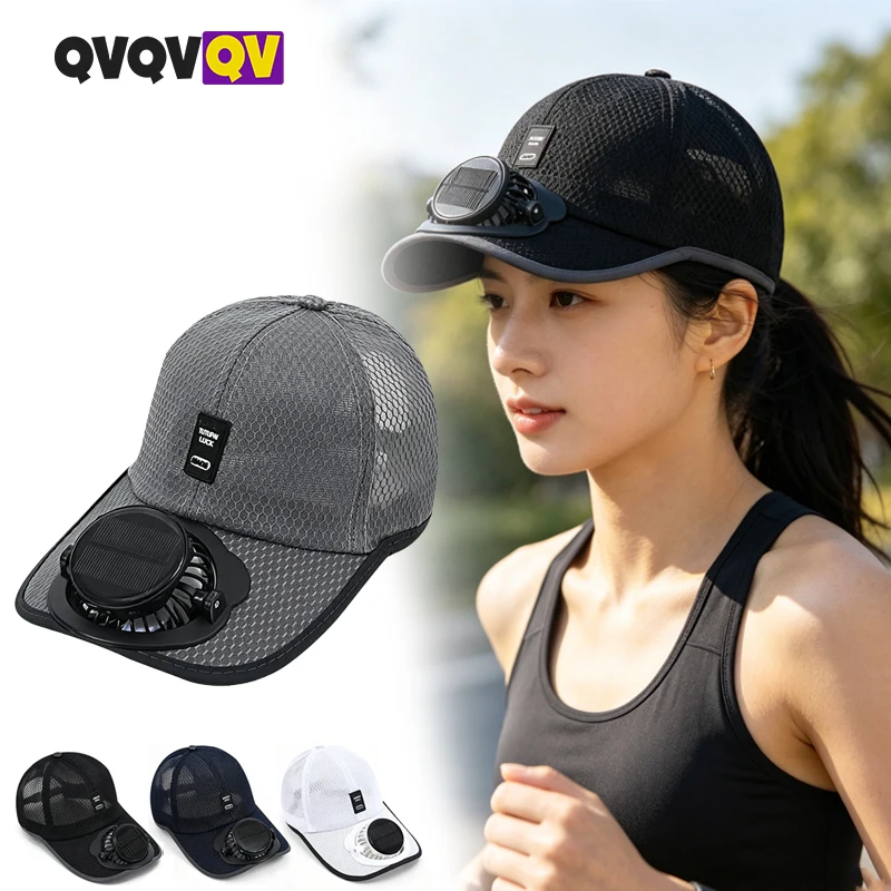1PCS Men Women Solar Powered Fan Hat Cooling Baseball Hat Fi