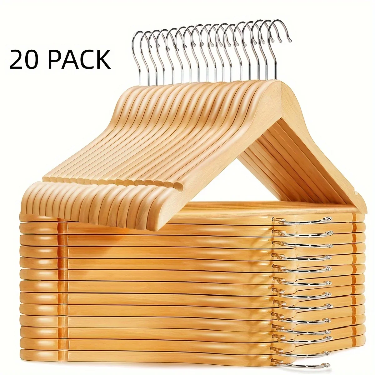 

Non-Slip Wooden Clothes Hangers with Grooves, Solid Wood Drying Rack for Wardrobes, Bedrooms, Clothing Stores