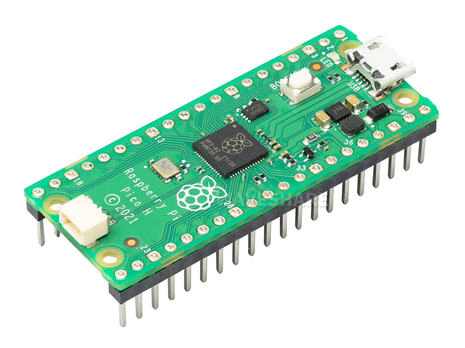 Raspberry Pi Pico H Microcontroller Board, Based on Official RP2040 Dual-core Processor 264KB of SRAM