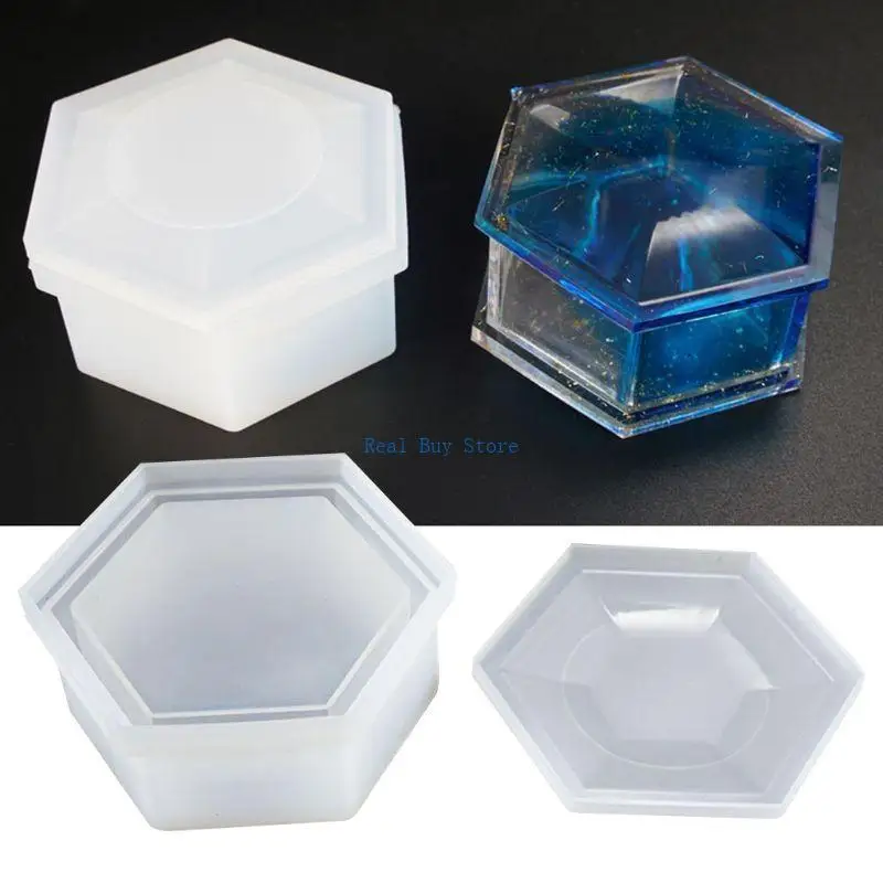 

U13D DIY Hexagon Storage Box Mold Crystal Epoxy Plum-shaped Silicone Mould