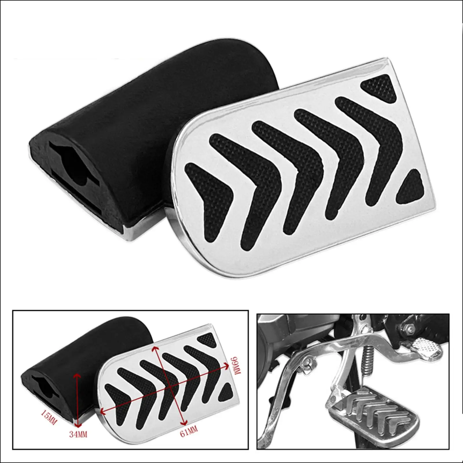 

2x Motorcycle Foot Rest Pegs Motorcycle Floorboards Wide Pedal Pads Black