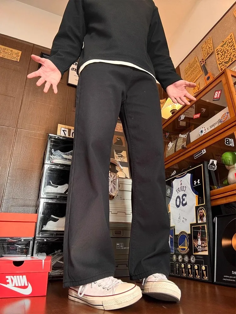 

Мужские джинсы Bla Bell Bot с флисовой подкладкой для осени и зимы, в американском уличном стиле, с высокой талией, моделирующие фигуру, с эффектом стройности ног