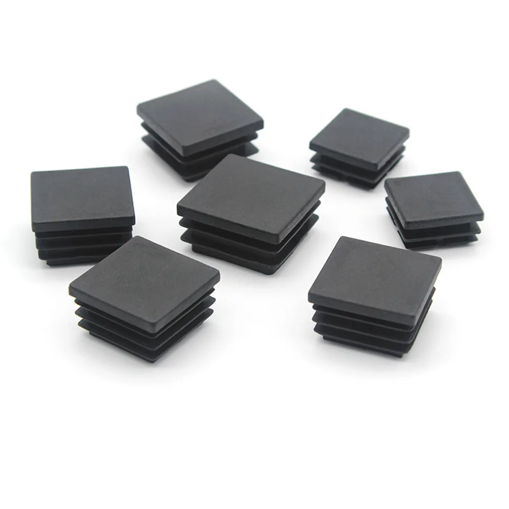 Tapas de plástico cuadradas para muebles, insertos de tubo de pierna, cubierta antipolvo decorativa, color negro, 10 piezas, 13x13mm-100x100mm