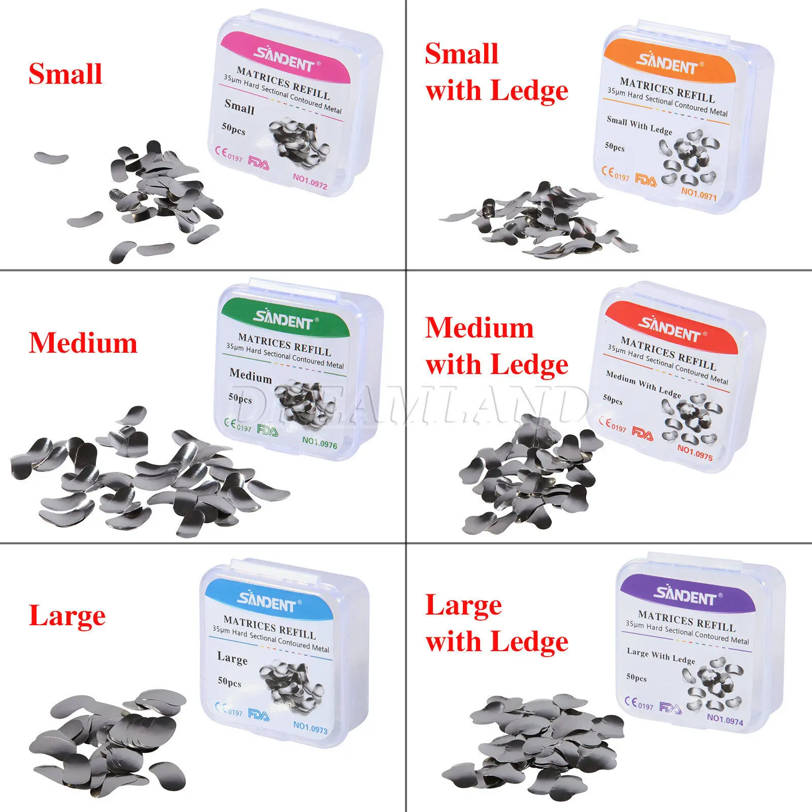 

50 Pcs/1Box Dental Sectional Contoured Metal Matrices Refill Matrix Band S/M/L AU