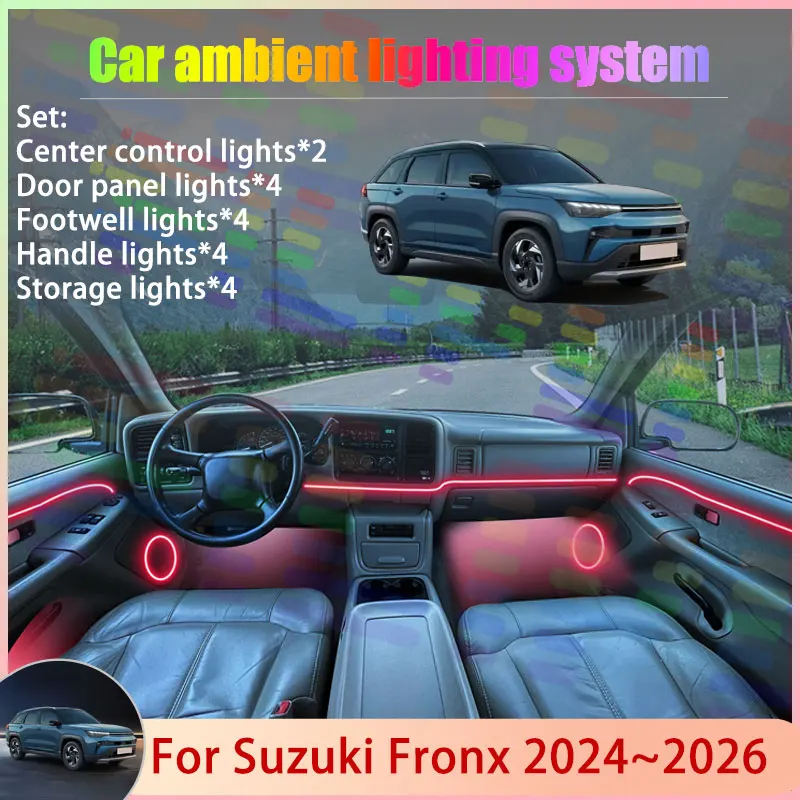 

Для Suzuki Victoris 2025 2026 2/18 в 1, автомобильная атмосферная лампа, RGB абажур, ансамбль, стример, атмосферный набор, автоаксессуары