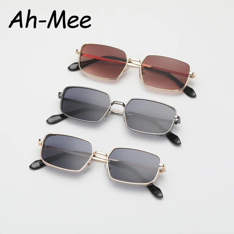 1/2 قطعة العصرية شعبية صغيرة مستطيل النظارات الشمسية النساء العلامة التجارية نظارات خمر المعادن الشرير متري نظارات شمسية ظلال UV400 للجنسين #6