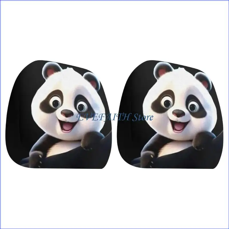 124B Delightful Panda Themed Vehicle Covers Set Perfect Gift For Drivers 2 Pack