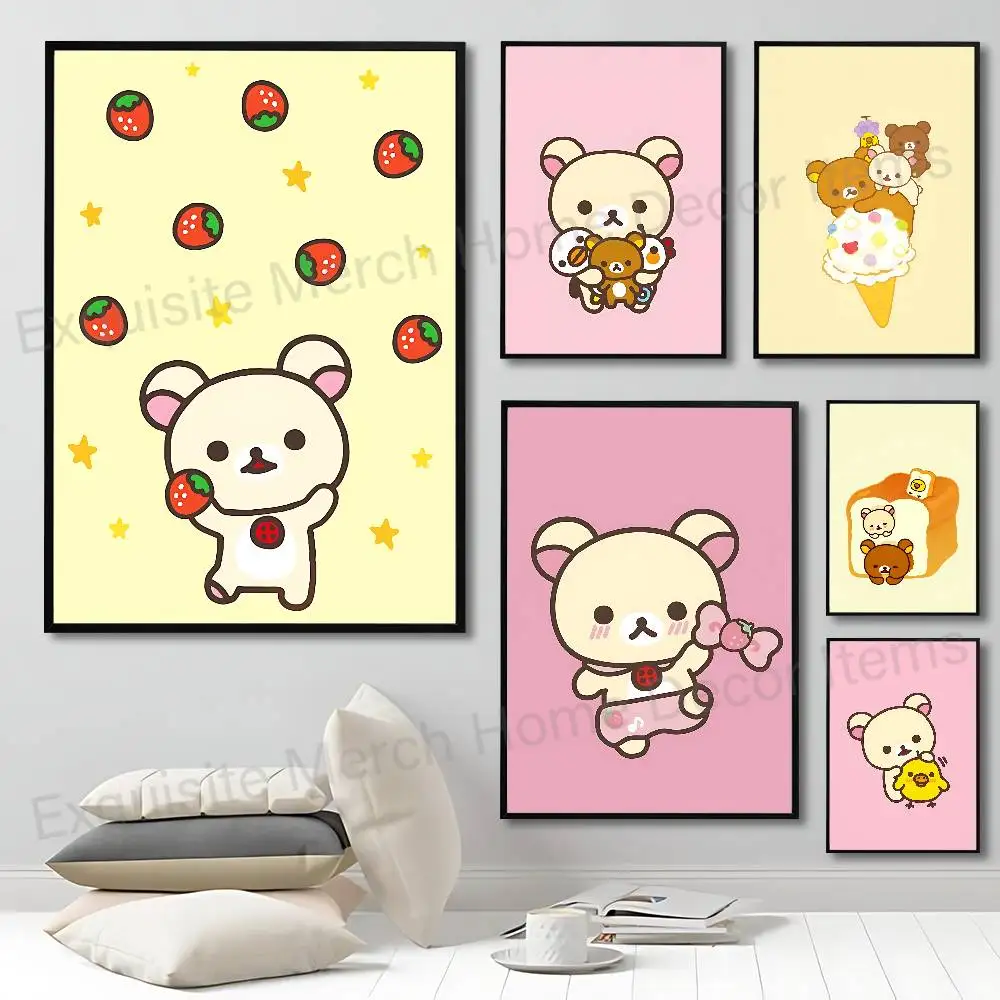R-Rilakkumas-S Cute Bear Poster DIY Vintage Movie Poster Wall Art Painting Study Stickers Wall Painting