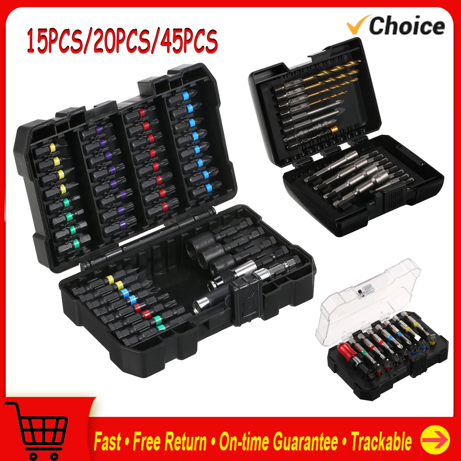 15/20/45PCS Drill Bit Set Screwdriver Bit Impact Driver Bit Set for Wood Metal Steel Security Screwdriver Bits for Power Tool