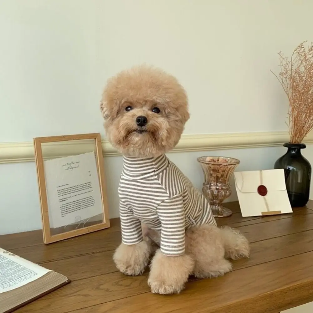 Bonito tiras de café roupas para cães de estimação quente duas pernas filhote de cachorro roupas gola alta macio veludo gato algodão colete para chihuahua