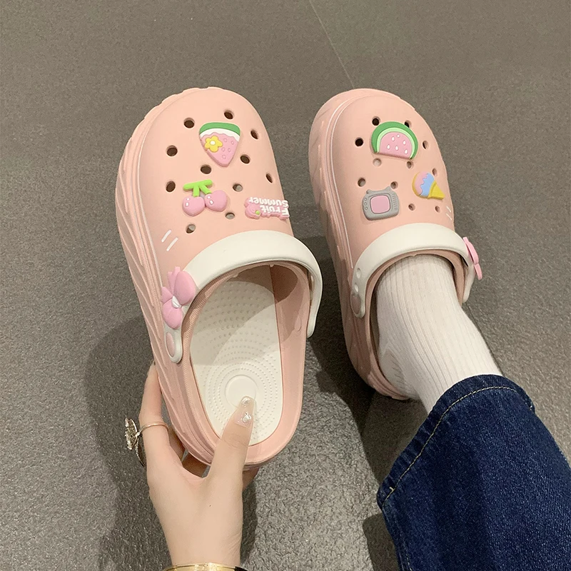 fashion Cratoon Charms Clogs Shoes Outdoor Women Slippers Thick Sole High Quality Summer Sandals For Girls