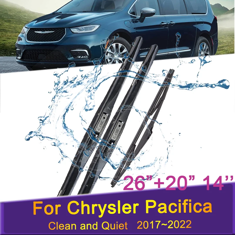 Car Wiper Blades for Chrysler Pacifica 2017 2018~2022 Front Windshield Frameless Silent Snow Scraping Balck Rubber Accessories