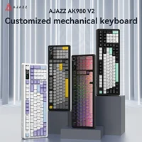 Teclado Mecánico AJAZZ AK980 V2 de Tres Modos, Cableado, Intercambiable en Caliente, con Gasket, RGB, Bajo Ruido, Ergonómico, para Oficina y Juegos