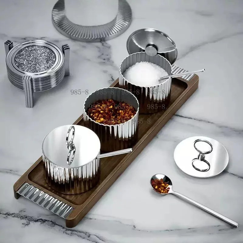 High Value Nordic Style Seasoning Bottle Set, Light Luxury Spice Storage Container Kitchen Cooking Helper