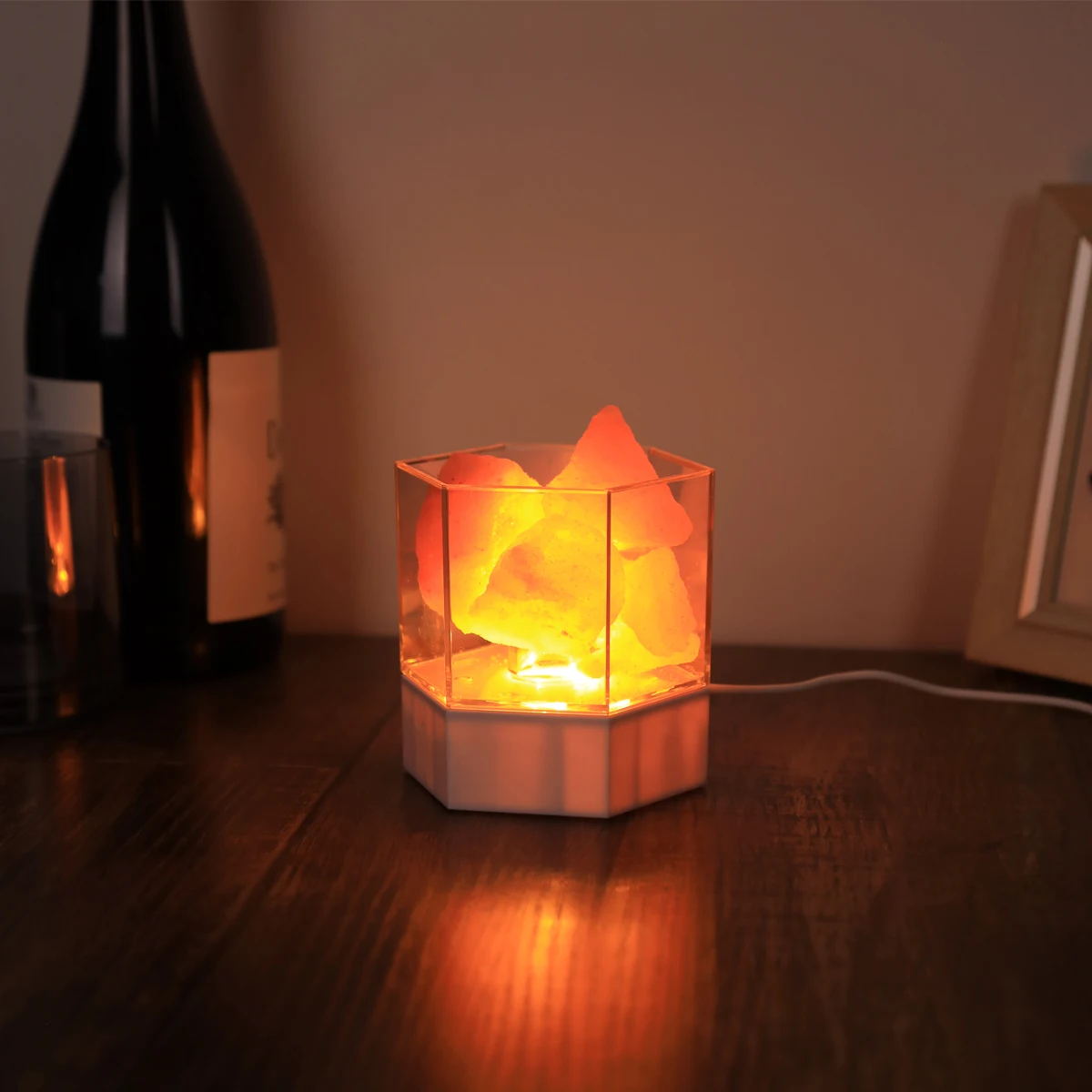 USB Natural Himalayan Salt Light Bedroom Cafe Bar Birthday Christmas Party Decoration Led Lava Atmosphere Night Light Gift Light