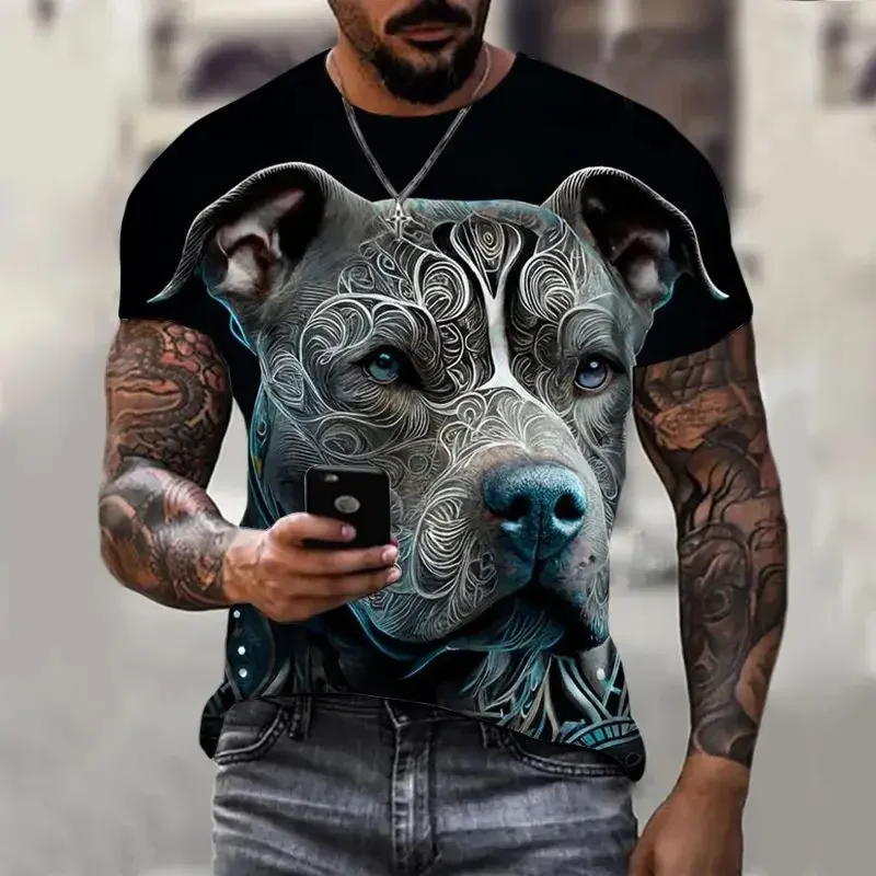 New Men's Summer Cute Animal Pug Bulldog 3D Printed O-neck Short Sleeved T-shirt Casual, Fashionable and Fun Top