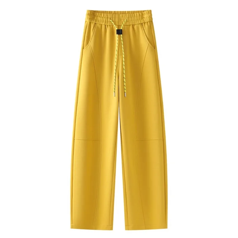 سروال Scimitar أصفر مستقيم الساق للنساء، وسراويل رياضية شتوية أنيقة، صغير الحجم يغطي الورك عالي الخصر #1