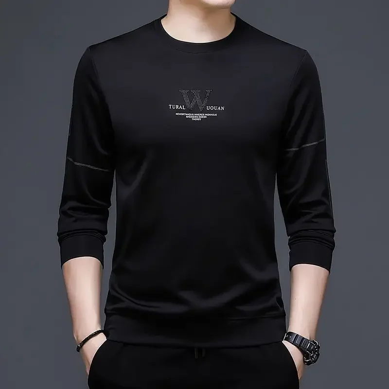 Men's T-shirts Baggy Sweatshirt New Base Layer Korean Luxury 90s Vintage Xl Tops High Quality Male Pullover Size Social Casual