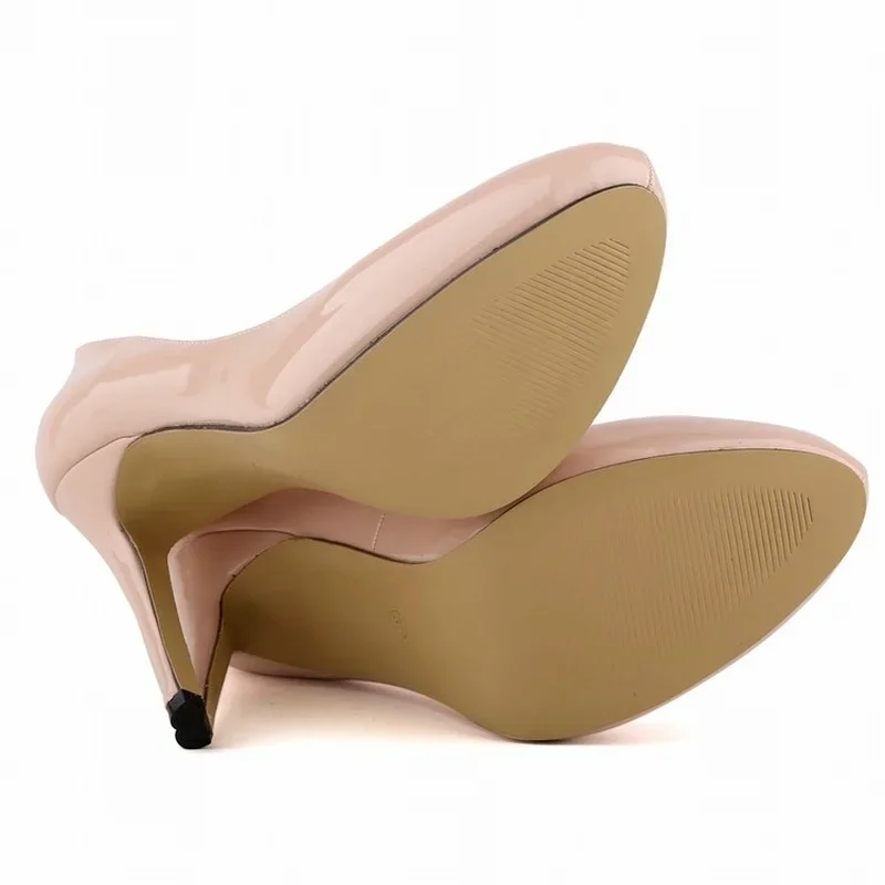 Women Pumps Sexy 11cm Platform Fashion Patent Leather Round Toe High Heels Shallow Lady Office Party Wedding Shoes Large Size 43