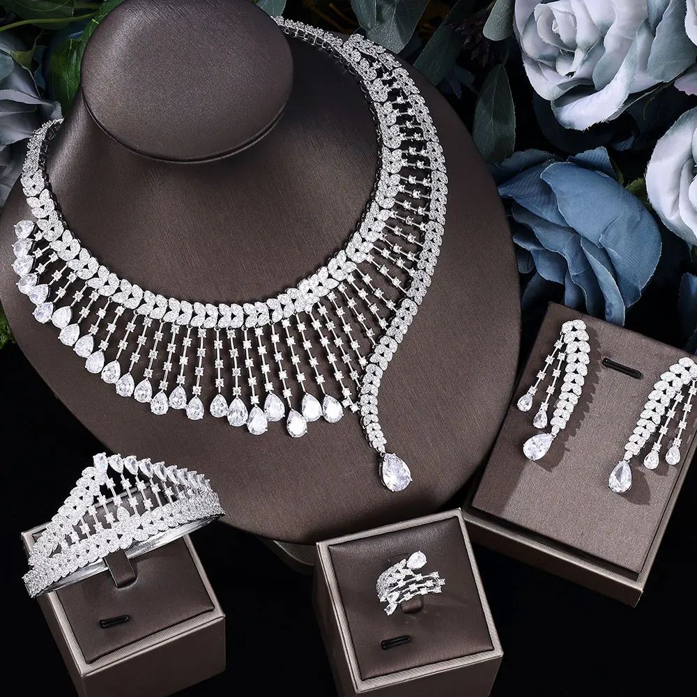 

2023 Best Selling 4-Piece Bridal Wedding Jewelry Set Dubai Nigeria Jewelry Set Women's Wedding Party Accessories Design