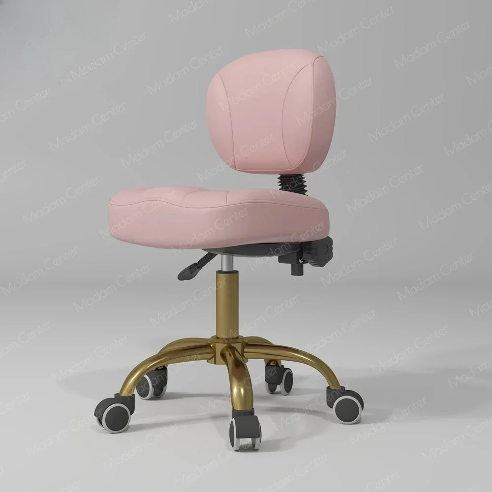 Pink Professional Makeup Chair Aesthetic Technician Specialist Low Saddle Stool for Lash Barber Chairs