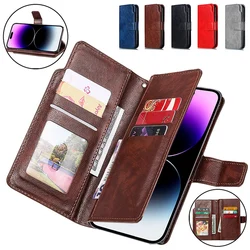 9 Card Slots Double Layer Wallet Case for iPhone 15 14 13 12 11 Pro Max 14 Pro 14 Plus XR XS MAX 6 7 8 Plus SE Phone Flip Cover