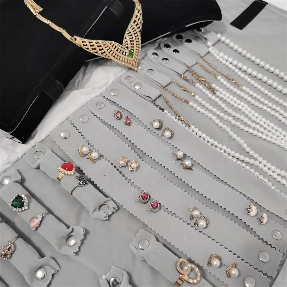 حقيبة تخزين مريحة لعرض المجوهرات أثناء السفر، حقيبة مضادة للحشف من مادة مخملية متعددة الوظائف