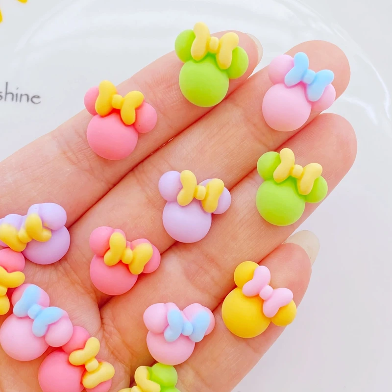 30Pcs New Mini Cute 14mm Animal Rat Head Series Flat Back Resin Cabochons Scrapbooking DIY Jewelry Craft Decoration Accessorie