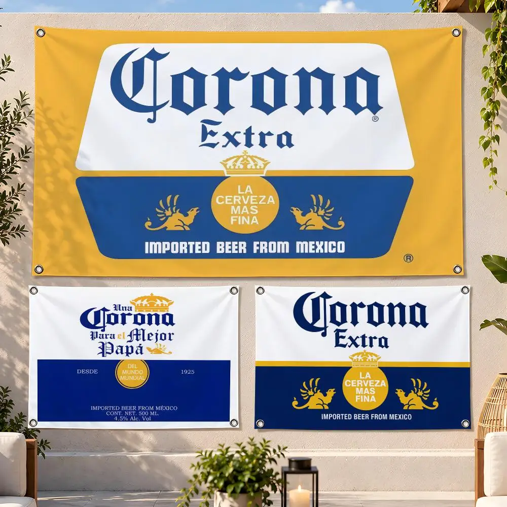Drink Classic Beer Corona Extra Flags Fan Flag Banner Wall Hanging Outdoor Yard Camping Dorm Garage Party Home Decor Gift