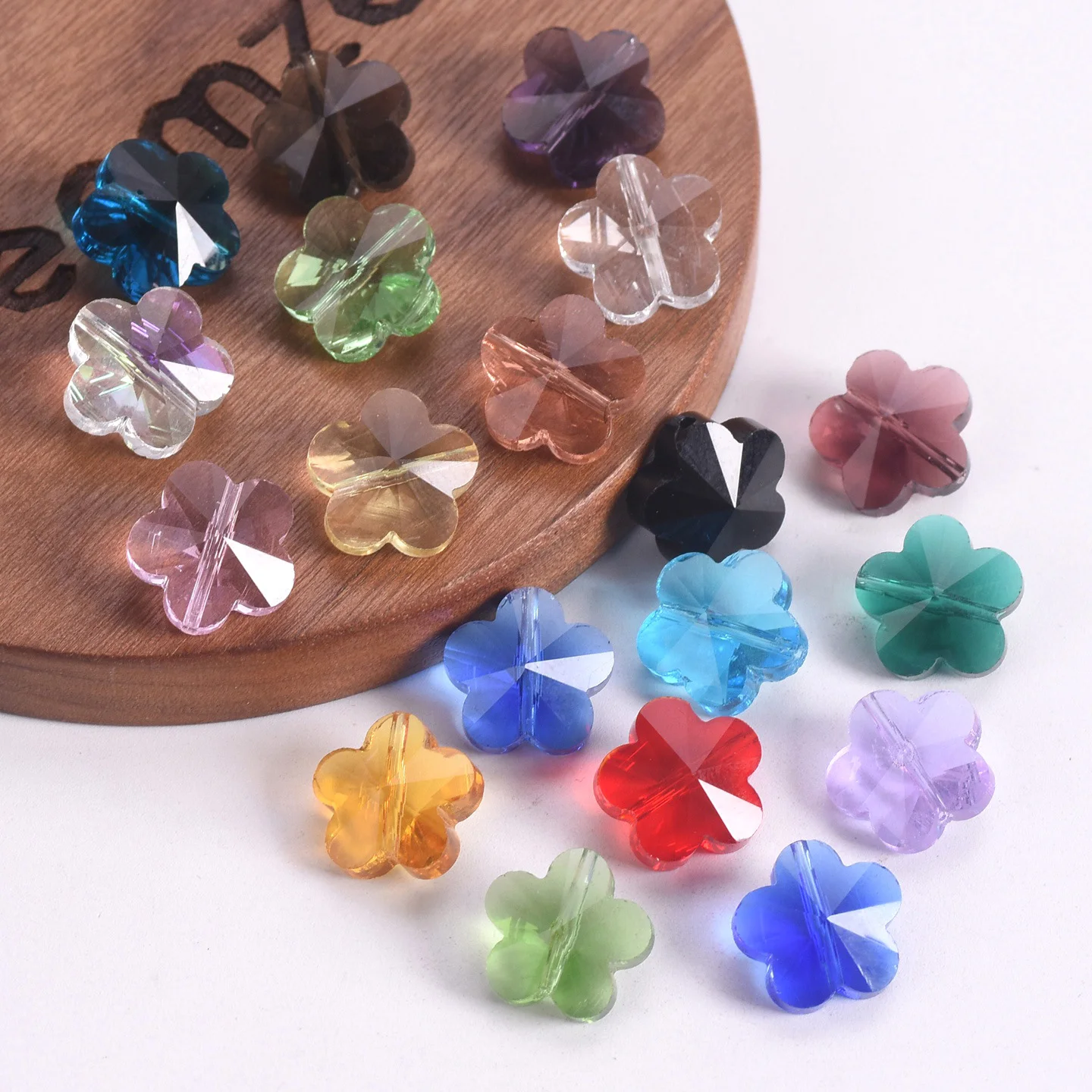 10 stücke 14mm Blume Form Facettierte Kristall Glas Lose Handwerk Perlen für Schmuck, Die DIY Handwerk