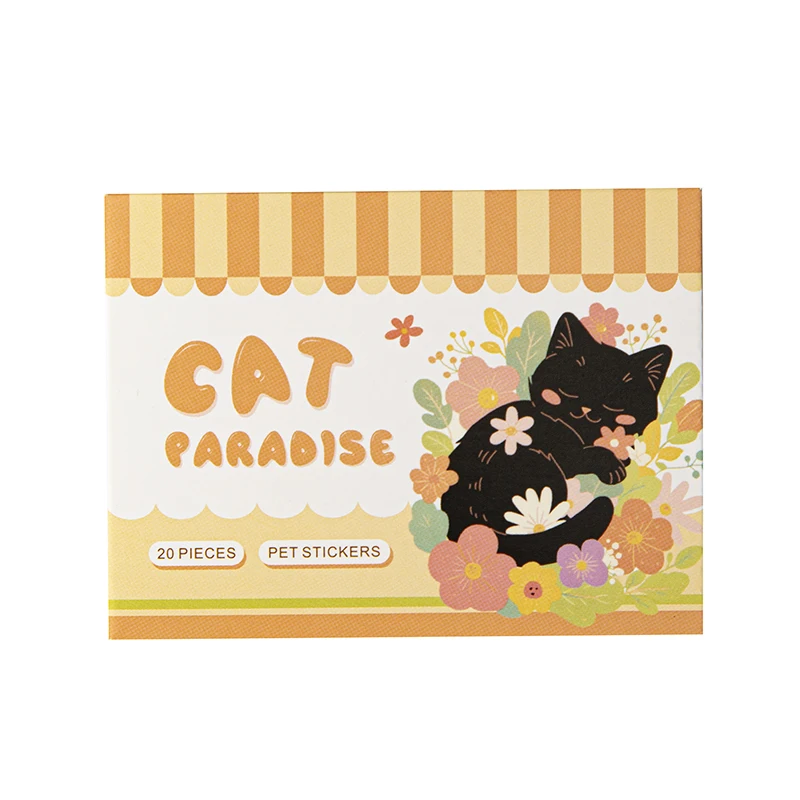 Card Lover 20 Pcs [Meow Fun Park Series] Cute Cat Theme  Stickers PET Sticker Paper Scrapbooking Material Scrapbook Kit