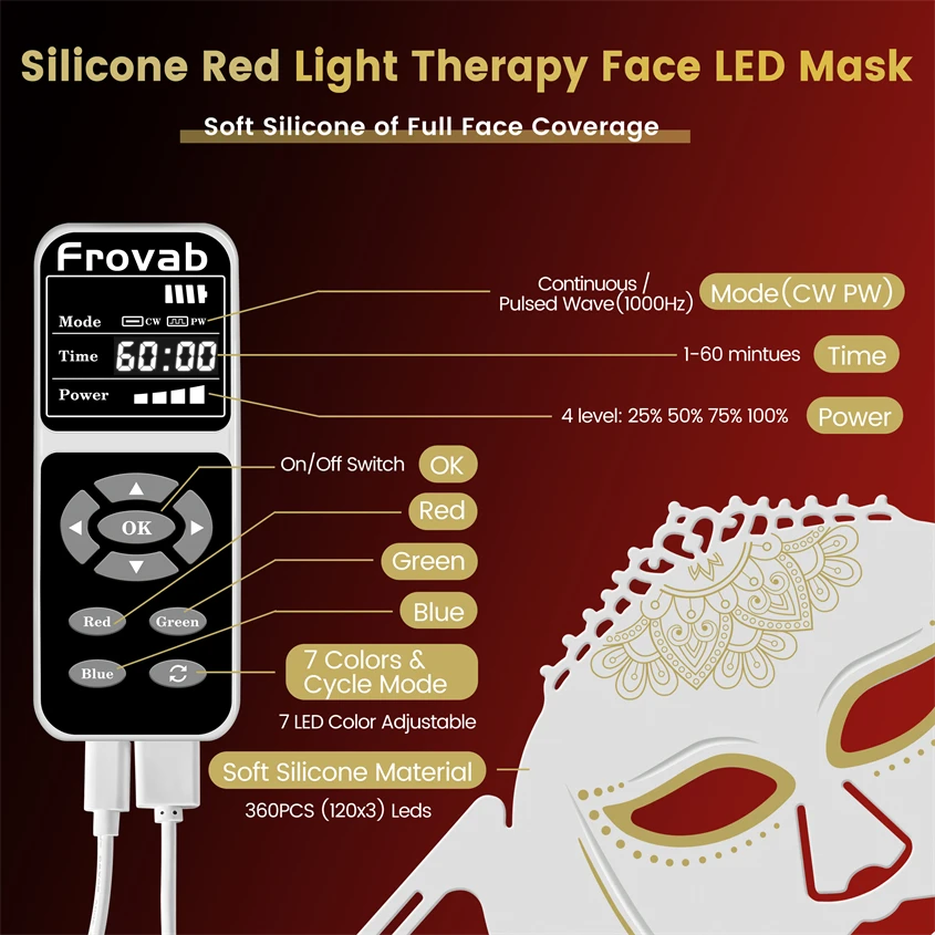 Phototherapy 7 Colors LED Facial Mask LED Facial Mask Professional Face Mask Skin Care LED Reduces Wrinkles Beauty Devices