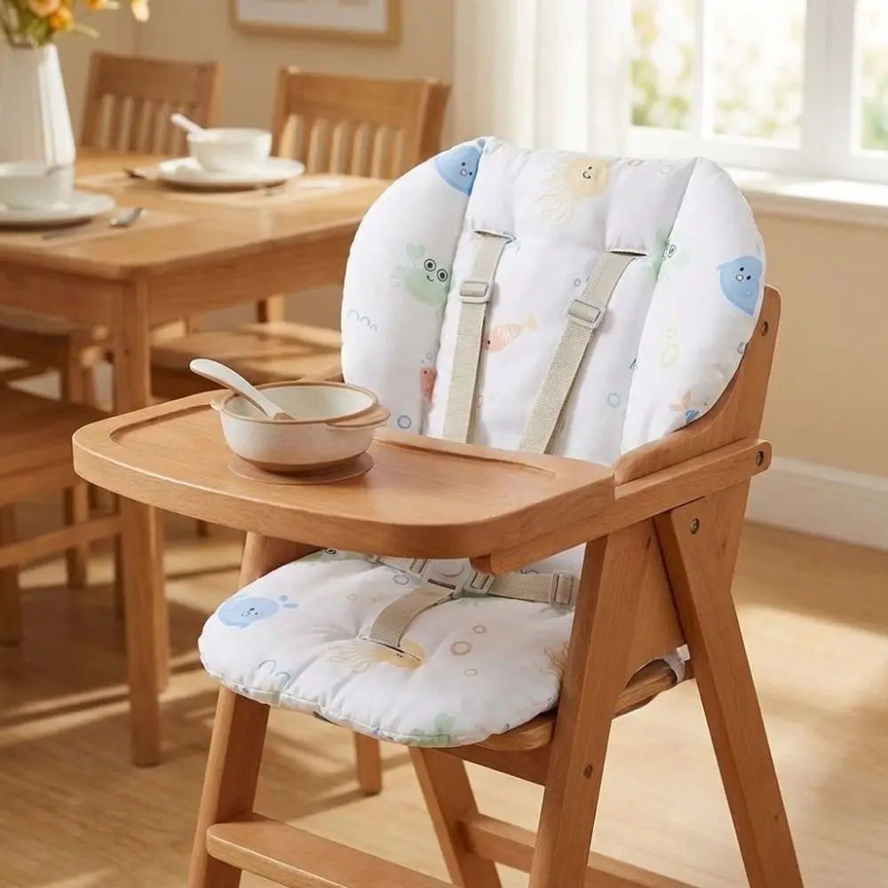 Cotton Material Baby Stroller Seat Cushion Cartoon Pattern All Seasons Stroller Seat Pad Breathable Comfortable