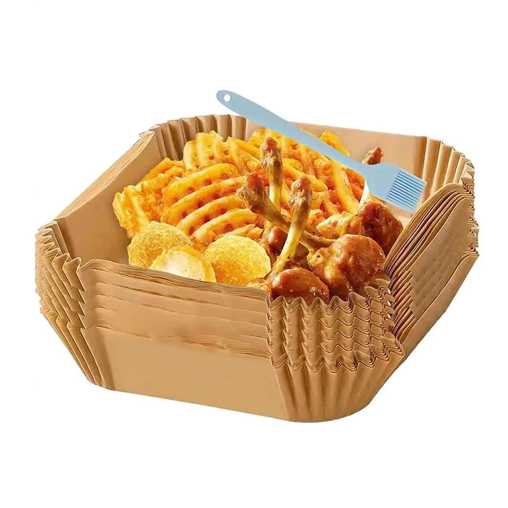 

A61T-Baking Paper for Hot Air Fryer Square (20 cm), Pack of 100 Airfryer Baking Paper Disposable Non-Stick Paper Waterproof