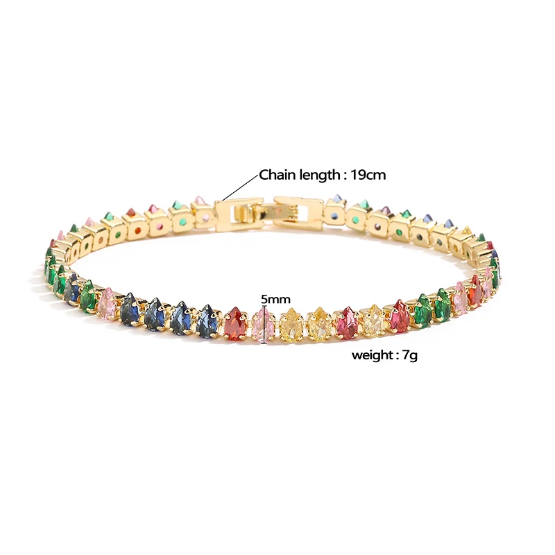 HECHENG، سوار نحاس 18 قيراط مطلي بالذهب ملون AAA قطرة الماء زركونيا للرجال زوجين مجوهرات أنيقة 1 قطعة