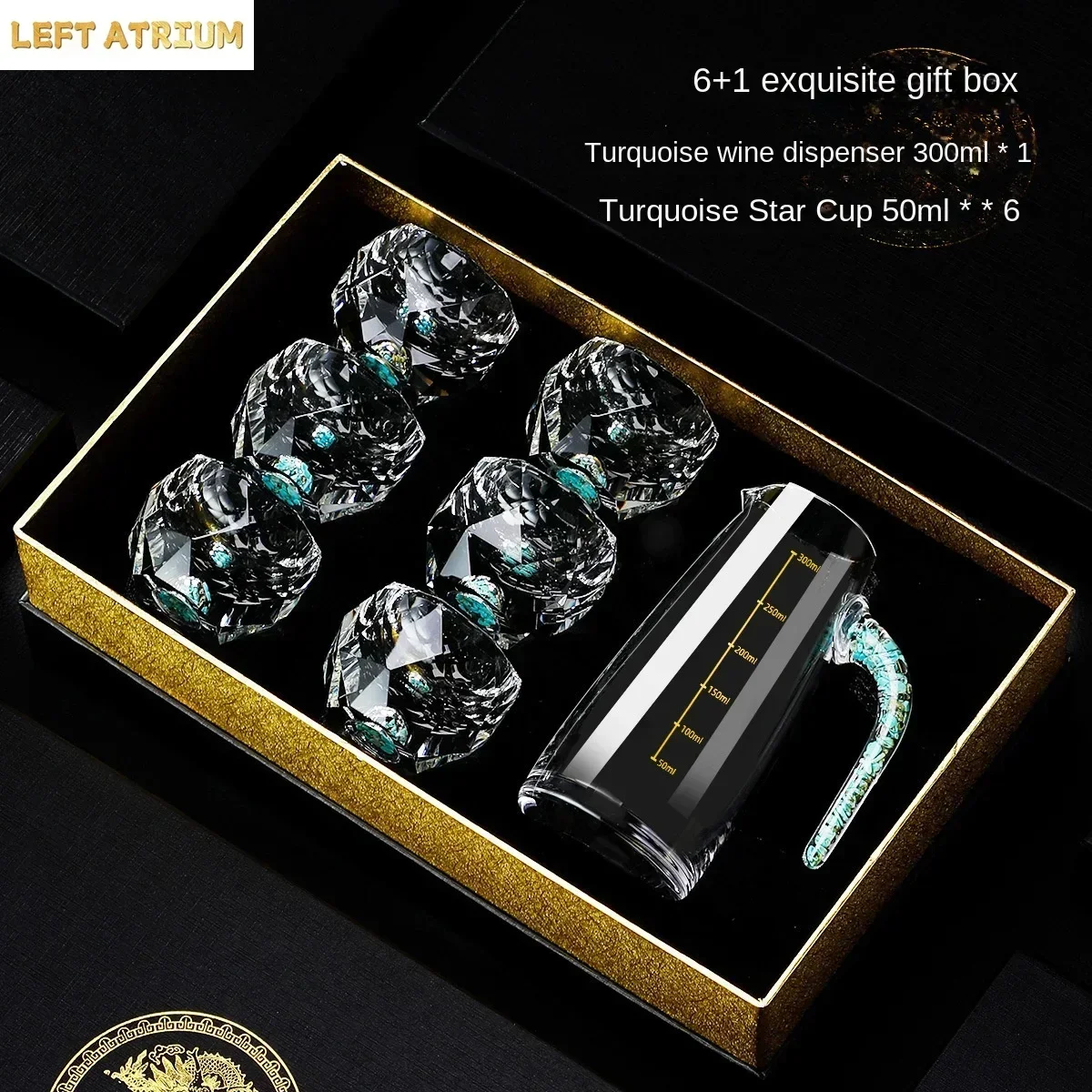 glasses home European small wine glasses set 50ml star mans turquoise Nordic wind star diamond wine glasses simple gift box.