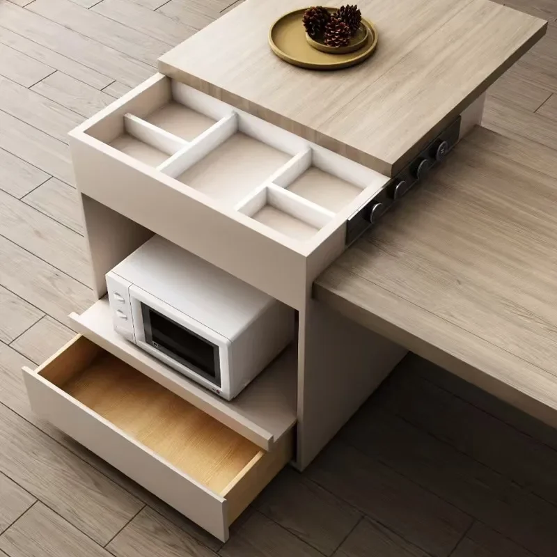 Electric Retractable Rock Slab Island Dining Table Italian Light Luxury Household Integrated Kitchen Island Table