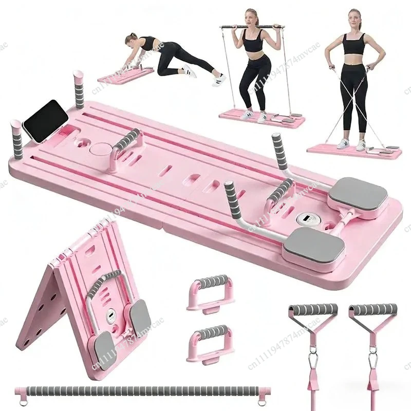 Durable Portable Multifunctional Pilates Reformer Board Folds Up for All Body Workouts in a Pilates Studio