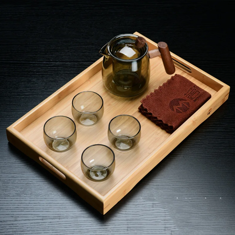 

Kitchen Gadget Tea Tray Kettle Portable Dish Home Vintage Wooden Tray Serving Food Plateau En Bois Tea And Coffee Accessories