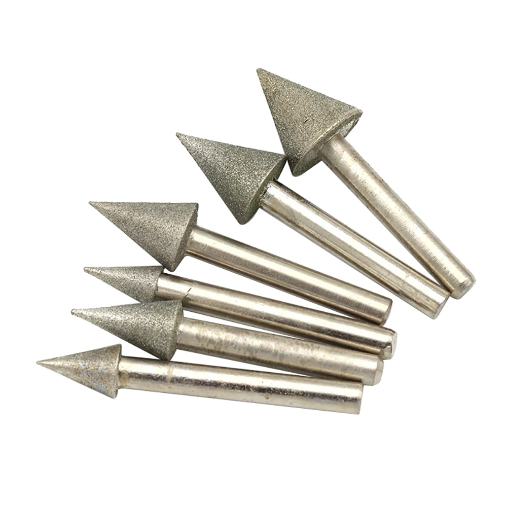 4-25mm Tapered Umbrella Diamond Grinding Head Grinding Needle Bits Burrs Metal Stone Jade Engraving Carving Tools 3mm/6mm Shank